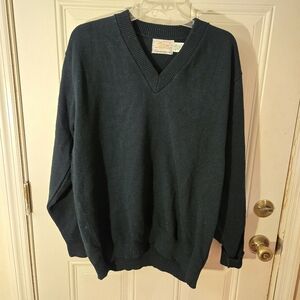 Vintage School Supplies Forest Green XL V Neck Sweater Acrylic